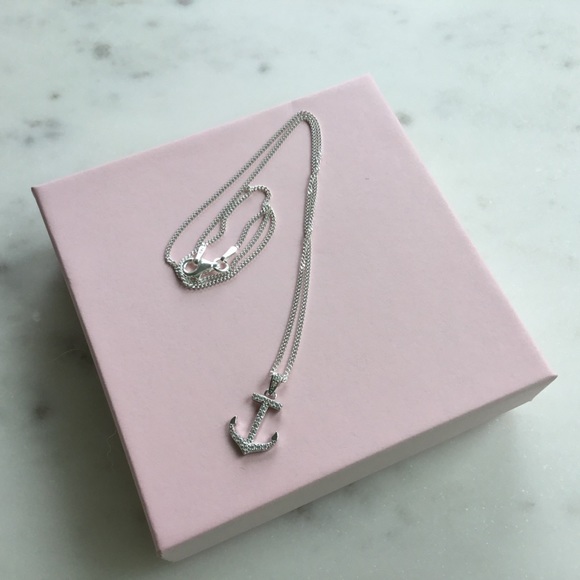 Sterling Silver Cz Anchor Necklace - Picture 10 of 15